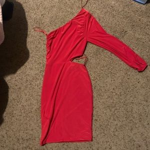 Red side cut dress